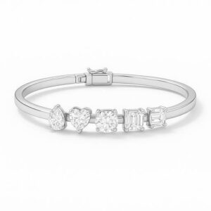 1 Carat Mix Stones Bangle Platinum