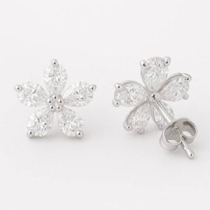 5 Petals Flower Earrings Platinum