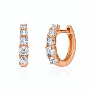 5 Stones Round Cut Huggies