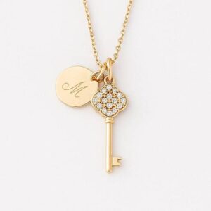Queen Key Pendant with Initial