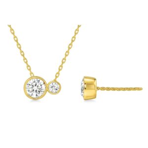 Duo Round Bezel Pendant in Gold
