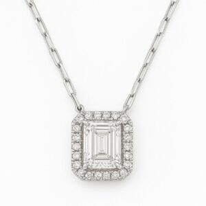 Emerald Halo Pendant + Necklace