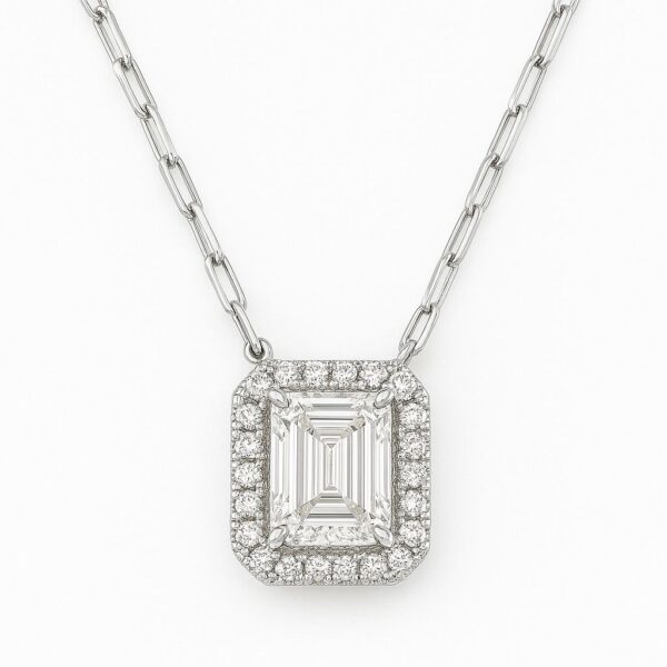 Emerald Halo Pendant + Necklace