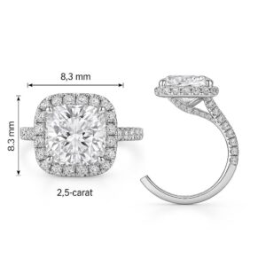 Halo Cushion Cut Ring with Pavé Side Band in Platinum
