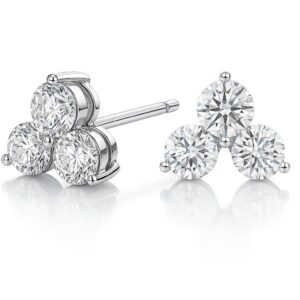 Trip Round Diamond Studs in Platinum
